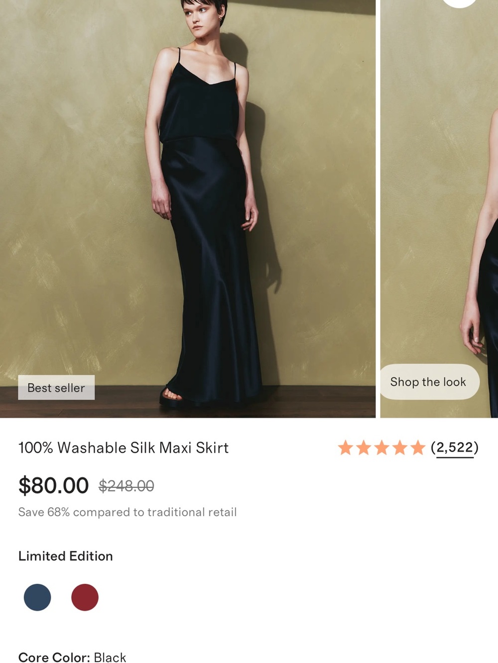 Quince Black Washable Silk Maxi Skirt